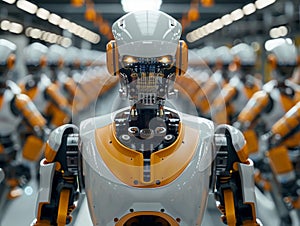 Futuristic Robot in Factory