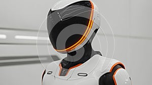 Futuristic robot head and torso. Advanced AI technology