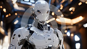 Futuristic robot in a high-tech space