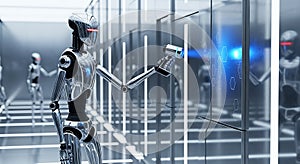 Futuristic Robot Scanning Data, AI Technology Concept