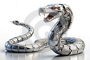 Futuristic Robot Snake on White Background