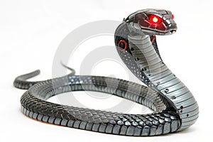 Futuristic Robot Snake on White Background