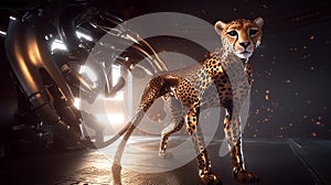 Futuristic Robot Wild Tiger Animal in metal