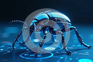 Futuristic Robotic Beetle on Touchscreen Interface