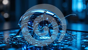 Futuristic Robotic Beetle on Touchscreen Interface