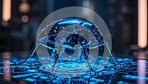 Futuristic Robotic Beetle on Touchscreen Interface