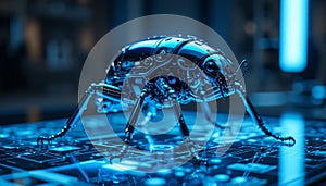 Futuristic Robotic Beetle on Touchscreen Interface