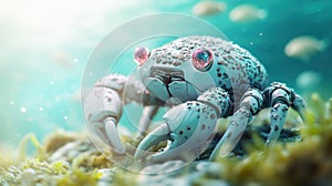 Robotic crab explores the ocean floor, blending technology with marine life, AI photo