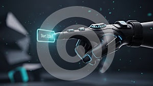 Futuristic Robotic Hand Activating Digital Interface