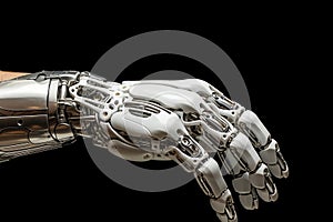 Futuristic Robotic Hand. Advancements in Human-Like AI Technology and Science Connection