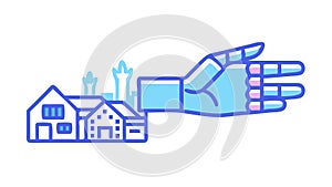 Futuristic Robotic Hand Digital Interface Vector, vector design Generative AI