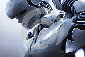 Futuristic robots, technology background with technological cybernetics devices and robotics