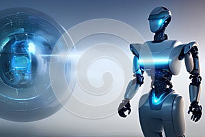 Futuristic robots, technology background with technological cybernetics devices and robotics photo
