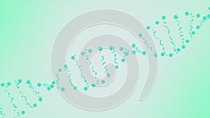 Futuristic Rotating Cyan color DNA Strand with Genetic Codes and abstract geometry. rotating DNA strands