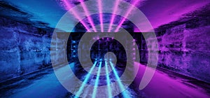 Futuristic Sci-Fi Blue Purple Glowing Neon Tube Line Lights In D