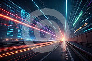 Futuristic sci-fi data flow explosion effect