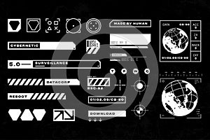 Futuristic Sci-Fi HUD Interface Elements and Data Visualization