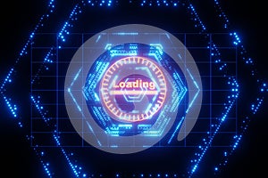 Futuristic Sci Fi interface hud loading progress bars 3D rendering