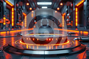 Futuristic Sci-Fi Interior with Glowing Platform