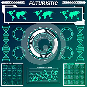 Futuristic Sci Fi Modern User Interface Set. Abstract HUD