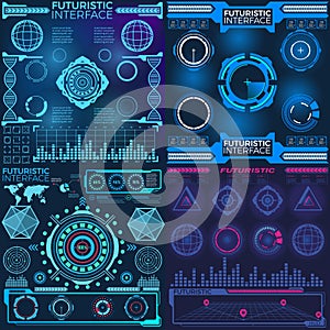 Futuristic Sci Fi Modern User Interface Set. Abstract HUD