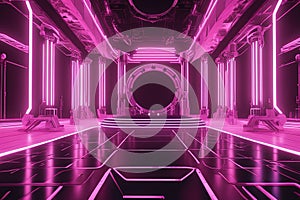 futuristic sci fi neon tunnel with neon purple and bluefuturistic sci fi neon tunnel with neon purple and blue3 d abstract backgro