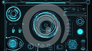 Futuristic Sci-Fi Panel with Circular Displays and Geometric Elements