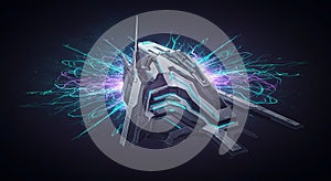 Futuristic sci-fi structure with angular design, featuring sharp edges and metallic