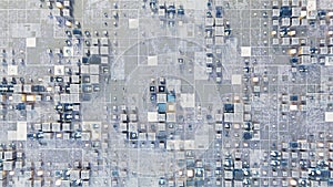 Futuristic sci-fi white wall with cubes 3D render