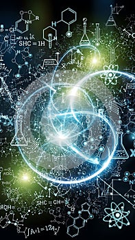 Futuristic Scientific Abstract with Molecular and Atomic Structures