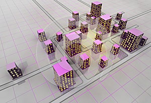 Futuristic scifi city grid structure concept photo