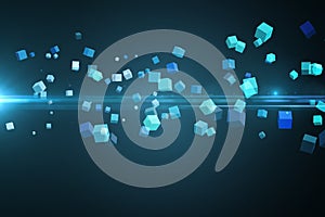 Futuristic screen with quaders