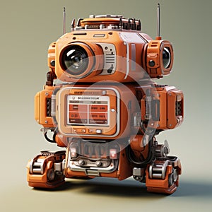 Futuristic Search And Rescue Robot With Realistic Orange Camera Cg photo