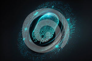 Futuristic security concept digital screen locking by fingerprint