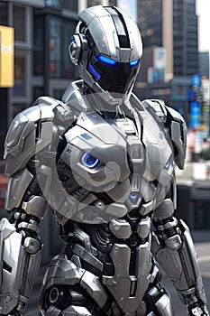 Futuristic Security Enforcer: Silver RoboCop at Your Service