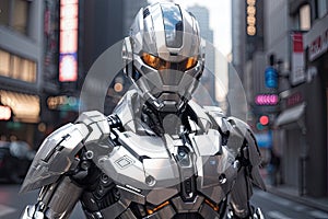 Futuristic Security Enforcer: Silver RoboCop at Your Service