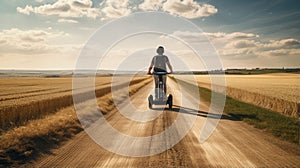 Futuristic Segway Ride Through Country Fields