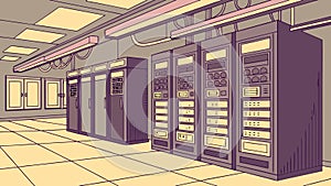 Futuristic Server Room: Advanced Network Infrastructure, vector design Generative AI
