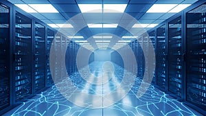 Server Room Data Center Network, Cloud Computing, Technology