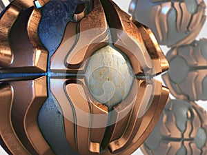 Futuristic shape.metal sphere background. Sci-fi background. Abstract object in space.