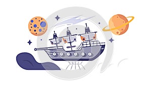 Futuristic Ship in Space, Interstellar Exploration, vector design Generative AI