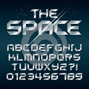 Futuristic Silver Chrome Alphabet and Numbers
