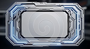 Futuristic Silver Frame with Blue Lights