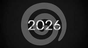 2026 Futuristic Silver Number Design with Dark Minimal Background