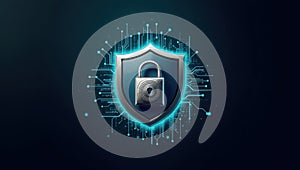 Futuristic Silver Shield Icon for Digital Security