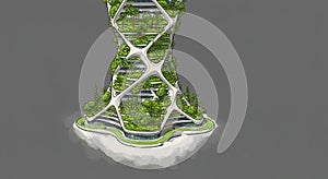 Futuristic skyscraper design featuring a twisting structure with lush greenery