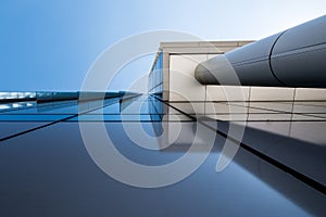 Futuristic skyscrapers with blue sky background