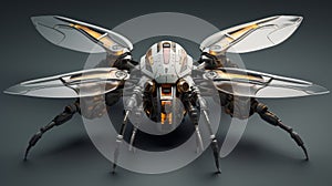 Futuristic small frone in form of winged bee. Neural network ai generated