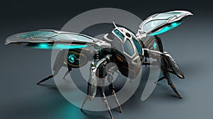 Futuristic small frone in form of winged bee. Neural network ai generated