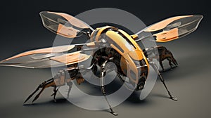 Futuristic small frone in form of winged bee. Neural network ai generated
